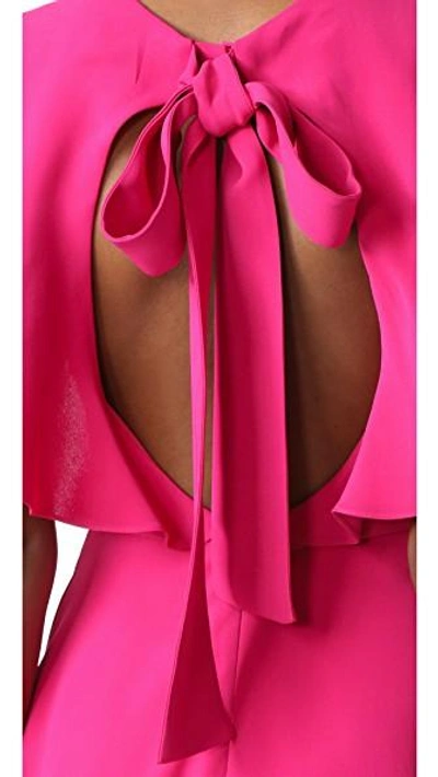Shop Monique Lhuillier Flutter Sleeve Dress In Magenta