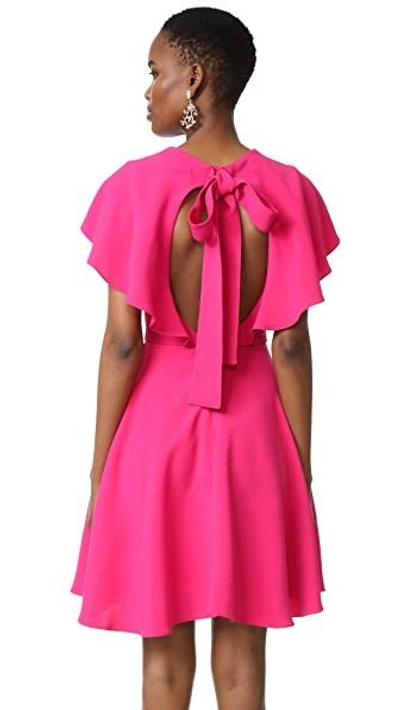 Shop Monique Lhuillier Flutter Sleeve Dress In Magenta