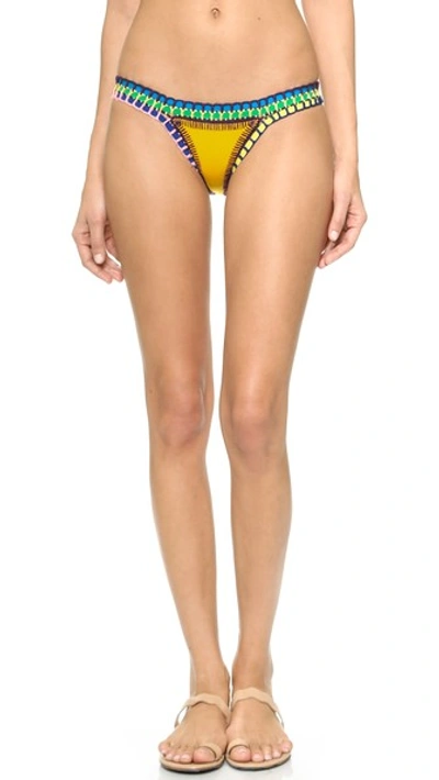 Shop Kiini Ro Bikini Bottoms In Bright Yellow/multi