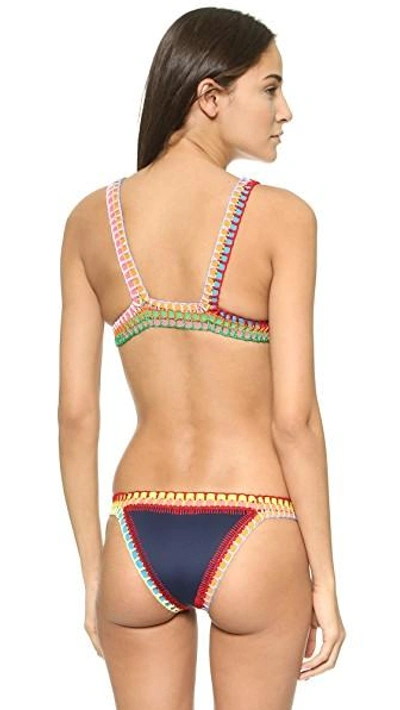 Shop Kiini Tasmin Bikini Top In Navy/multi Neon