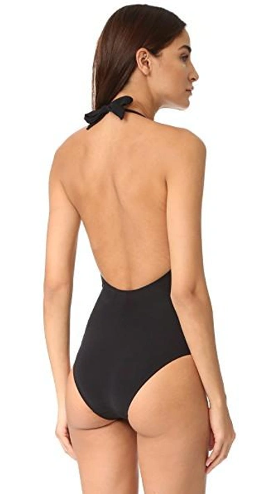 Shop Tory Burch Gemini Link Plunge One Piece In Black