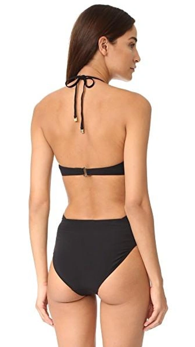 Shop Tory Burch Solid Wrap One Piece In Black