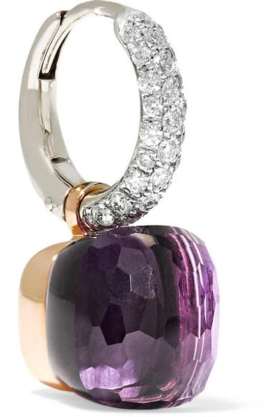 Shop Pomellato Nudo 18-karat White Gold, Amethyst And Diamond Earrings