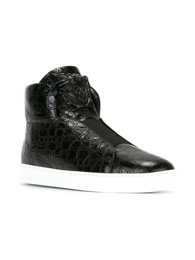 Shop Versace Palazzo Medusa Hi-top Sneakers - Black