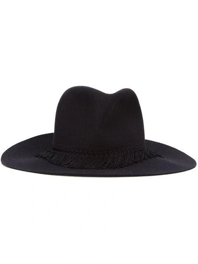 Shop Kijima Takayuki Fringed Fedora Hat - Black