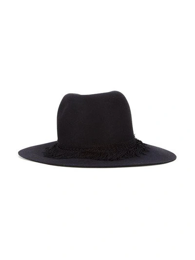Shop Kijima Takayuki Fringed Fedora Hat - Black