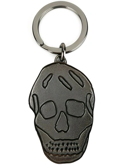 Alexander Mcqueen Embossed Skull Keyr In Grey