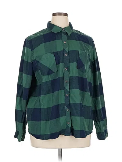 Pre-owned Natural Reflections Long Sleeve Button Down Shirt In Green
