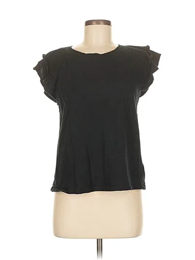 Pre-owned Gap Short Sleeve Top Black Ruffles Neckline Tops
