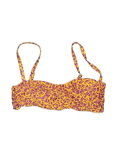 Pre-owned Peony Swimwear Swimsuit Top Yellow Floral Pattern Swimwear