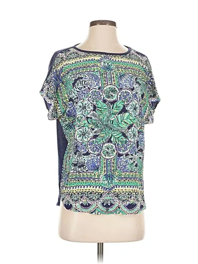 Pre-owned Lilly Pulitzer Short Sleeve Top Blue Scoop Neck Tops