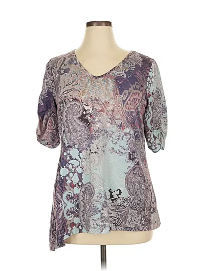 Pre-owned Gloria Vanderbilt Short Sleeve Blouse In Gray