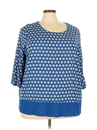 Pre-owned Blair 3/4 Sleeve Blouse In Blue