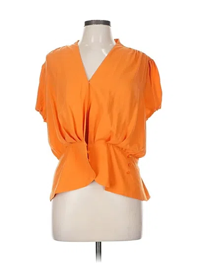 Pre-owned Eva Mendes By New York & Company Short Sleeve Blouse In Orange