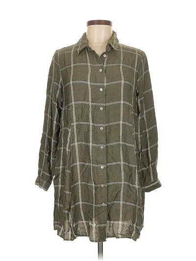 Pre-owned Zara Long Sleeve Button Down Shirt In Green