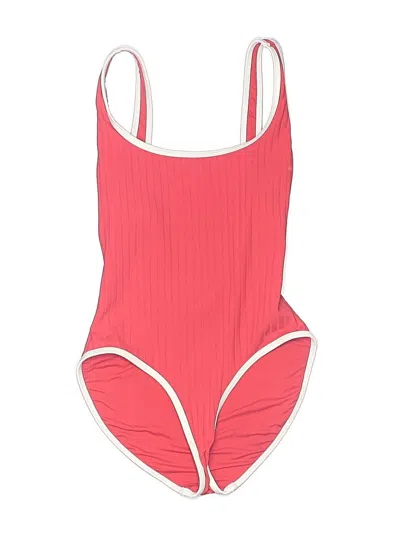 Pre-owned Solid & Striped One Piece Swimsuit In Red