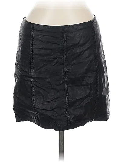 Pre-owned Free People Faux Leather Skirt In Black