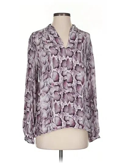 Pre-owned Elie Tahari Long Sleeve Silk Top Purple Cowl Neck Tops