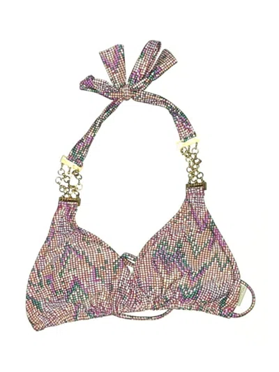 Pre-owned L*space Swimsuit Top Purple Tweed Pattern Swimwear