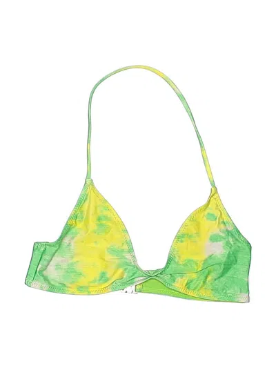 Pre-owned Ganni Swimsuit Top Green Tie-dye Pattern Swimwear