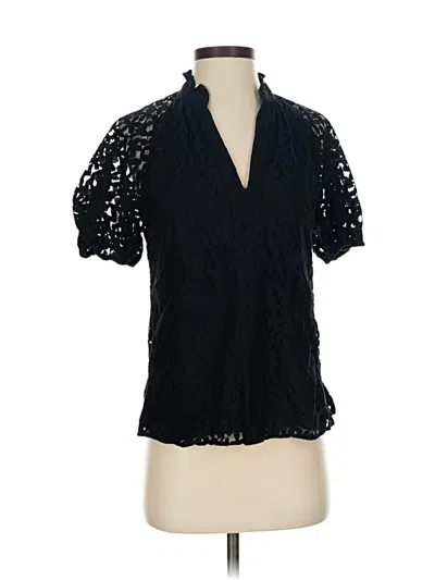 Pre-owned Cece Short Sleeve Blouse In Black