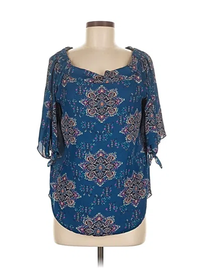 Pre-owned Renee C Short Sleeve Blouse In Blue