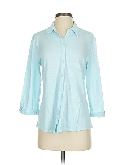 Pre-owned Chico's 3/4 Sleeve Button Down Shirt In Blue