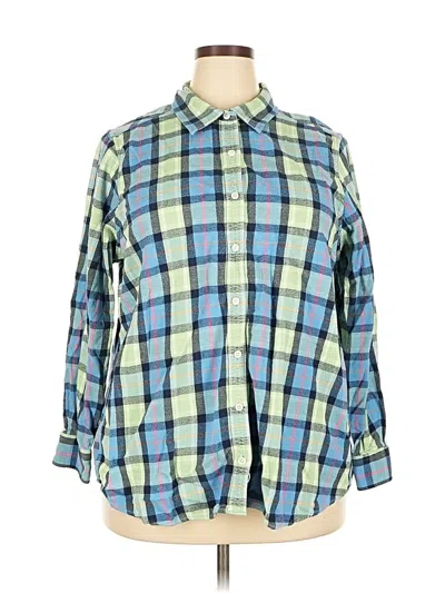Pre-owned Lands' End Long Sleeve Button Down Shirt In Blue