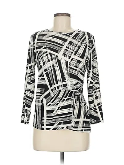 Pre-owned Kasper 3/4 Sleeve Top Black Square Neckline Tops