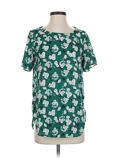 Pre-owned Banana Republic Factory Store Short Sleeve Blouse In Green