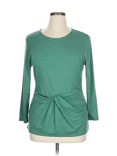 Pre-owned Ann Taylor 3/4 Sleeve Top Green Boatneck Tops