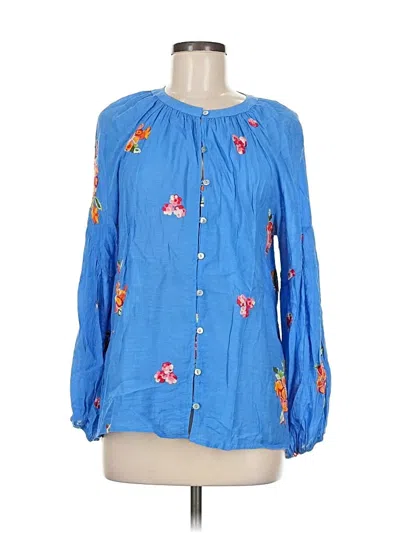 Pre-owned Fig And Flower Long Sleeve Blouse In Blue