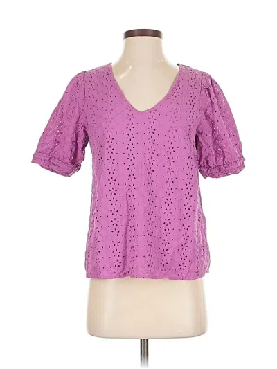 Pre-owned Draper James Short Sleeve Blouse In Purple