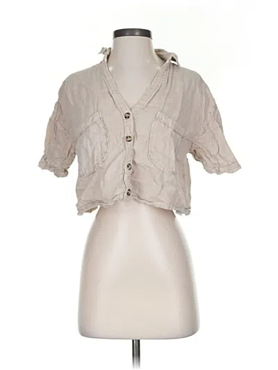 Pre-owned Zara Tank Top Tan Collared Neckline Tops In Brown