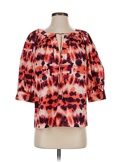 Pre-owned Marie Oliver 3/4 Sleeve Blouse In Orange