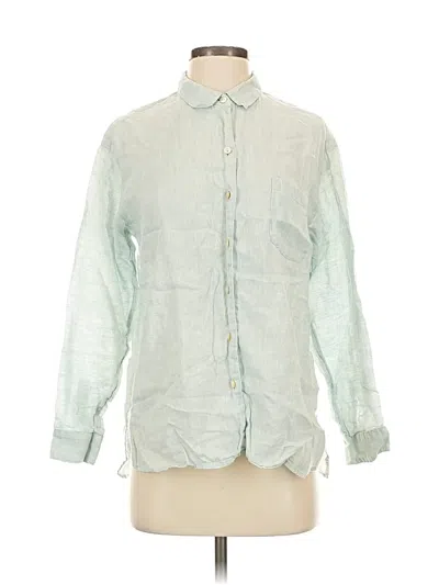 Pre-owned Jjill Long Sleeve Button Down Shirt In Green