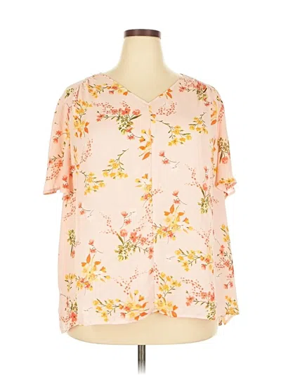 Pre-owned Liz Claiborne Short Sleeve Blouse In Pink