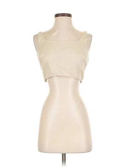 Pre-owned House Of Harlow 1960 Sleeveless Top Tan Strapless Neckline Tops In Brown