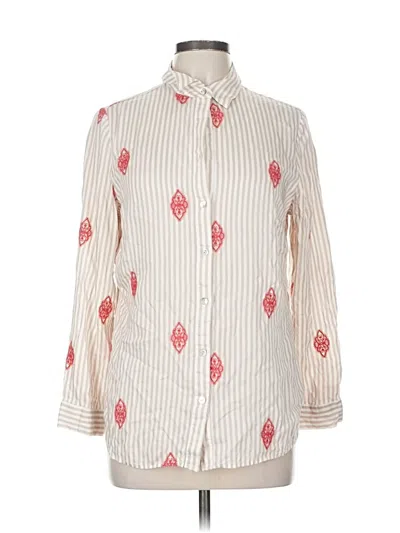 Pre-owned Chico's Long Sleeve Button Down Shirt In White