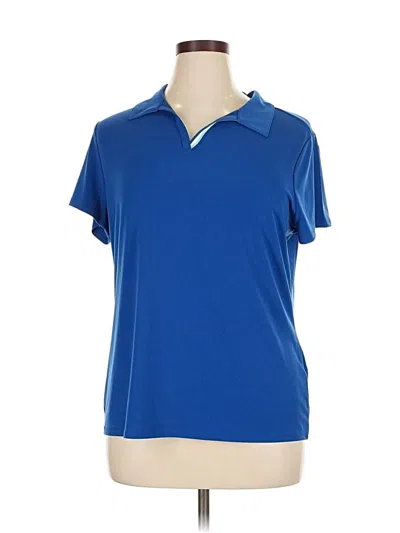 Pre-owned Weekends By Chico's Short Sleeve Polo Shirt In Blue