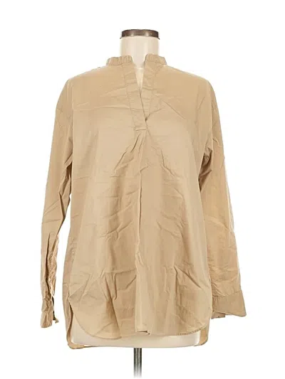 Pre-owned Uniqlo Long Sleeve Blouse In Brown
