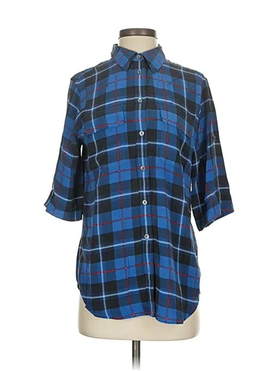 Pre-owned Equipment 3/4 Sleeve Button Down Shirt In Blue