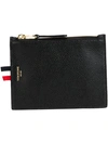 THOM BROWNE classic zip pouch,LEATHER100%