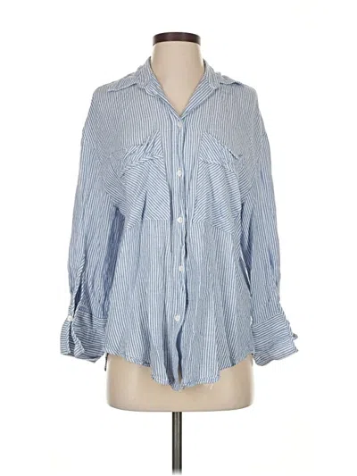 Pre-owned Zara 3/4 Sleeve Button Down Shirt In Blue