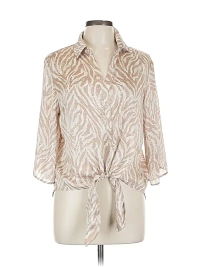 Pre-owned Pleione 3/4 Sleeve Blouse In Brown