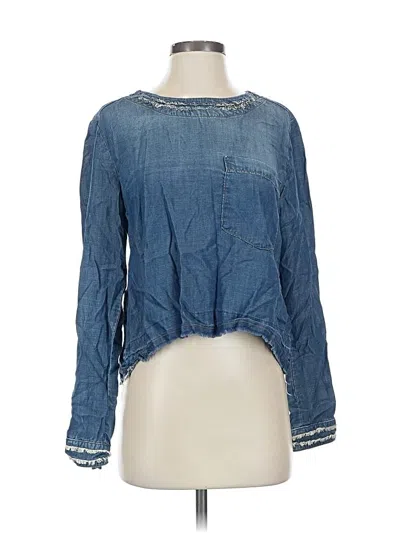 Pre-owned Cloth & Stone Long Sleeve Blouse In Blue