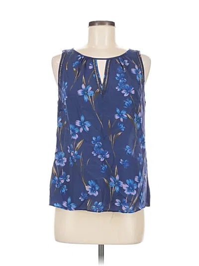 Pre-owned Greylin Sleeveless Silk Top Blue Halter Neckline Tops