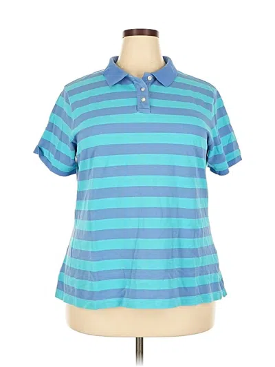 Pre-owned Lands' End Short Sleeve Polo Shirt In Blue
