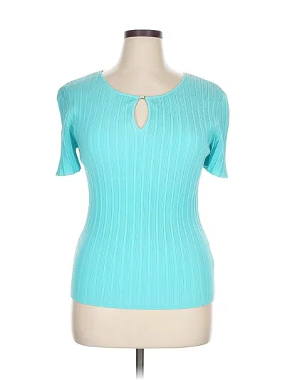 Pre-owned Lafayette 148 Silk Cardigan Sweater In Blue