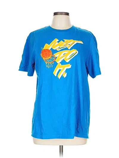 Pre-owned Nike Short Sleeve Top Blue Crew Neck Tops